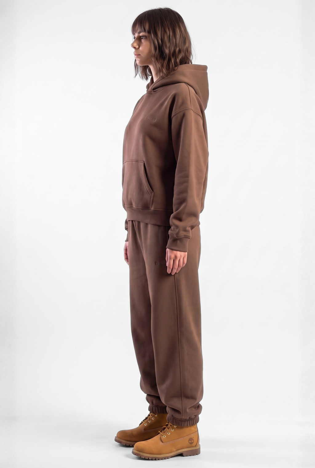Basics Unisex Brown Tracksuit Oversize Hoodie & Closed Bottom Sweatpants
