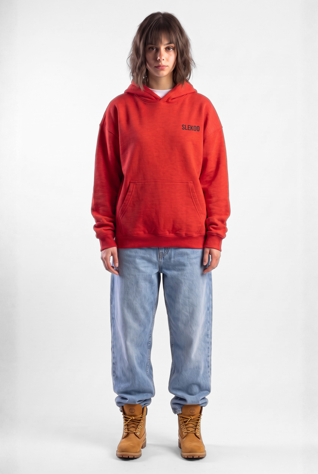 Unisex Red Oversize Slekoo Hoodie