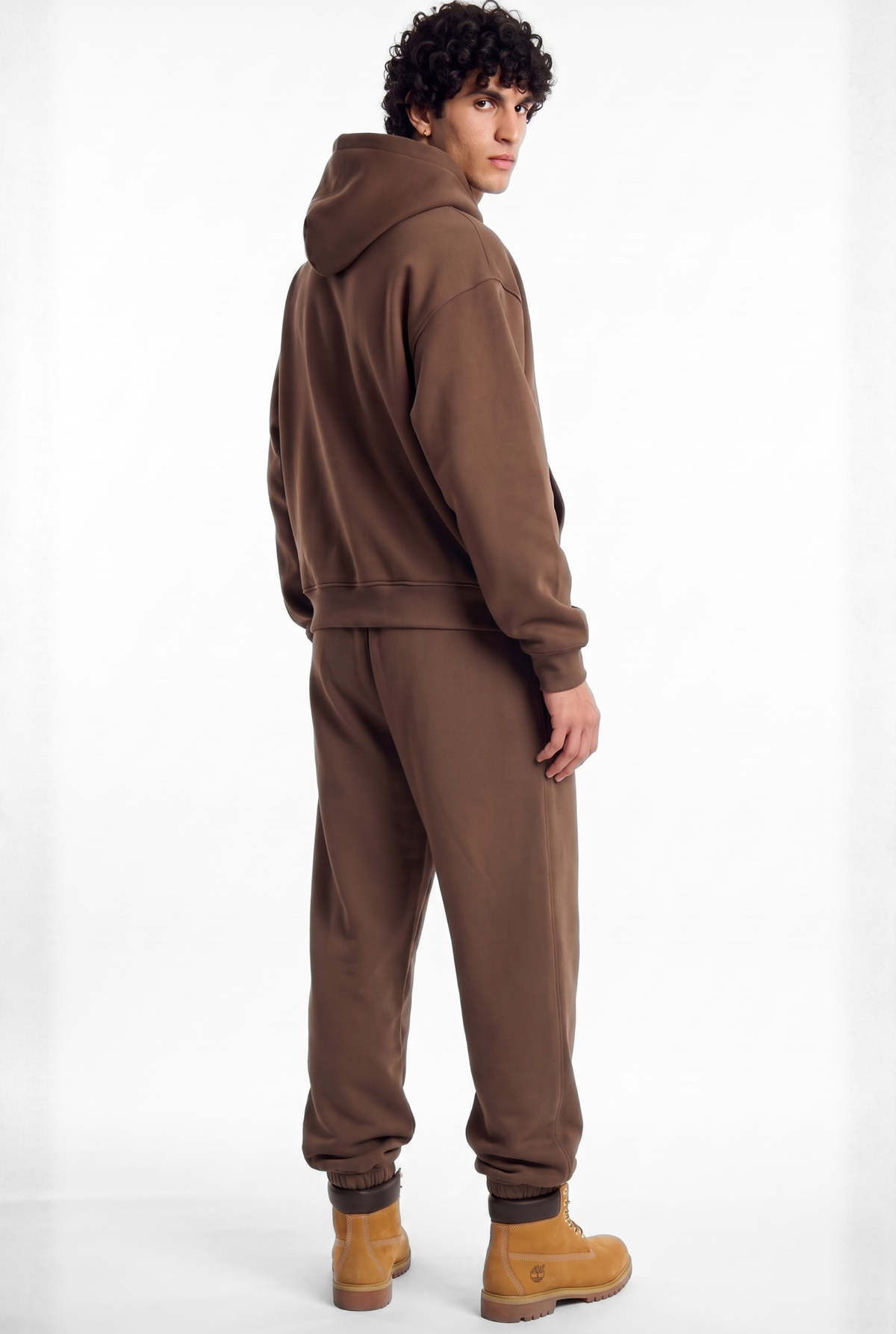 Basics Unisex Brown Tracksuit Oversize Hoodie & Closed Bottom Sweatpants