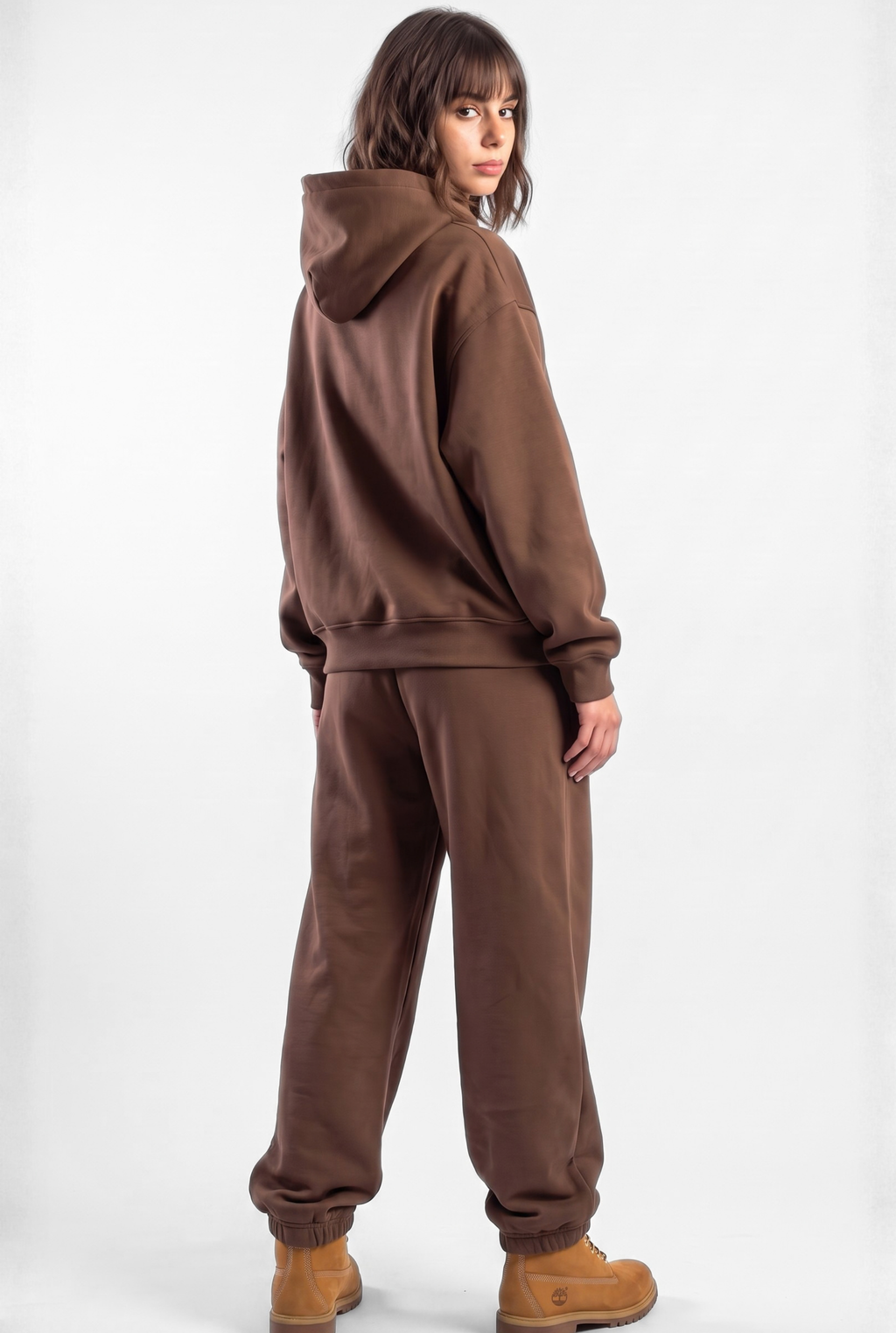 Basics Unisex Brown Tracksuit Oversize Hoodie & Closed Bottom Sweatpants