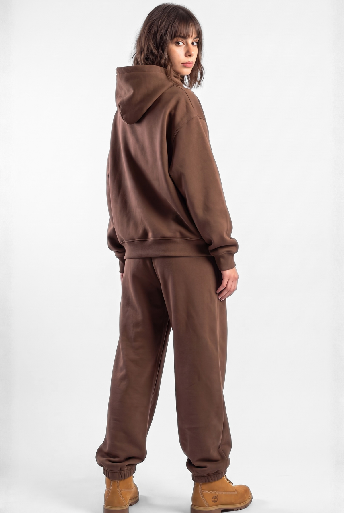 Basics Unisex Brown Tracksuit Oversize Hoodie & Closed Bottom Sweatpants