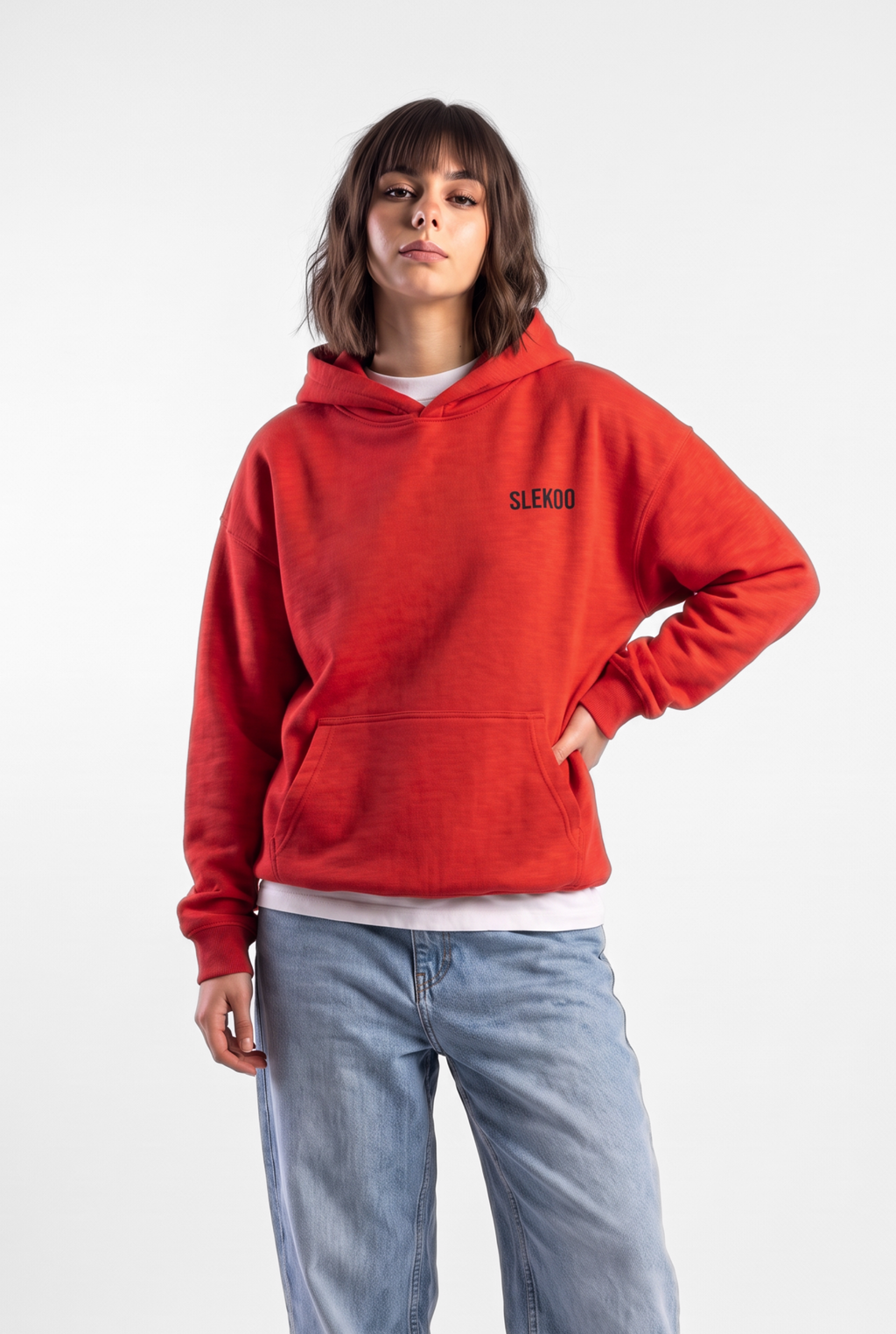 Unisex Red Oversize Slekoo Hoodie