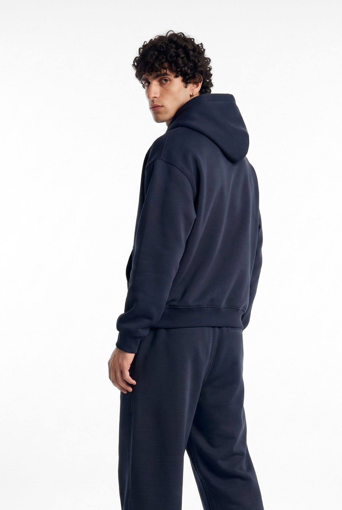 Basics Unisex Dark Navy Tracksuit Oversize Hoodie & Closed Bottom Sweatpants