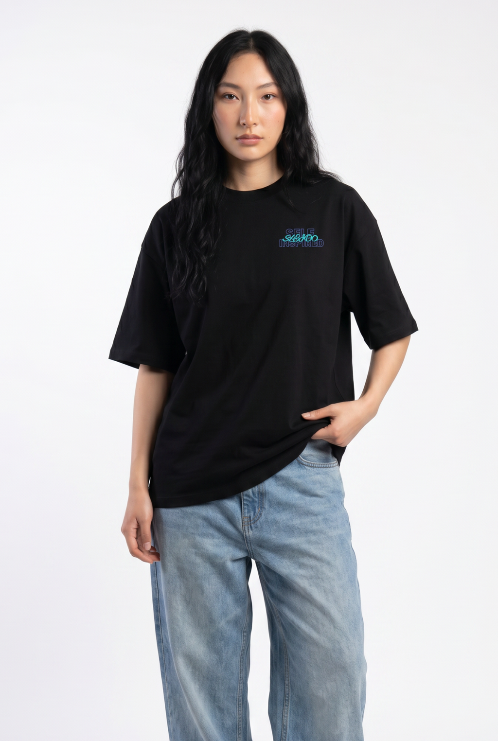 Self-Inspired Black Unisex Oversize T-Shirt