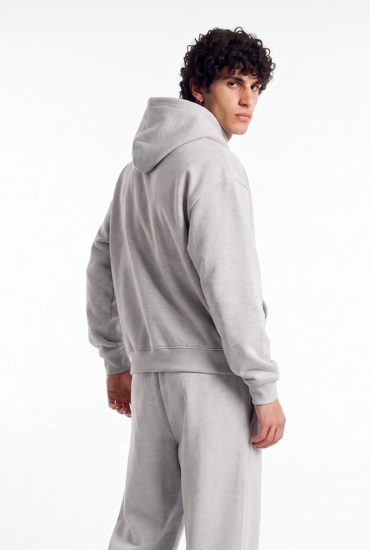Basics Unisex Mesh Grey Tracksuit Oversize Hoodie & Closed Bottom Sweatpants