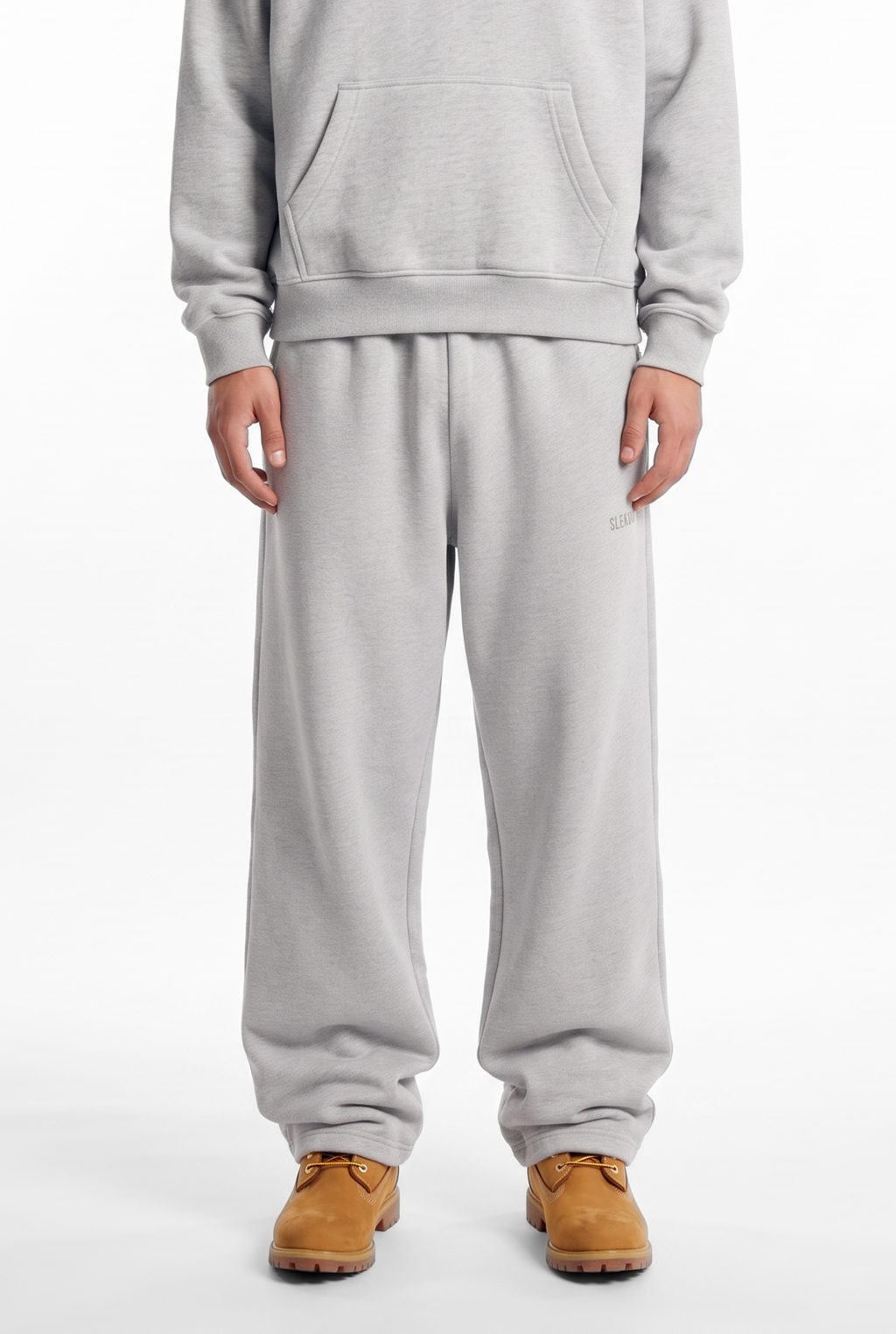 Basics Unisex Mesh Grey Tracksuit Oversize Hoodie & Baggy Sweatpants