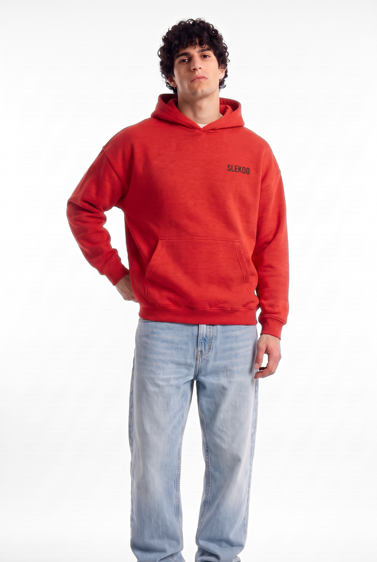 Unisex Red Oversize Slekoo Hoodie