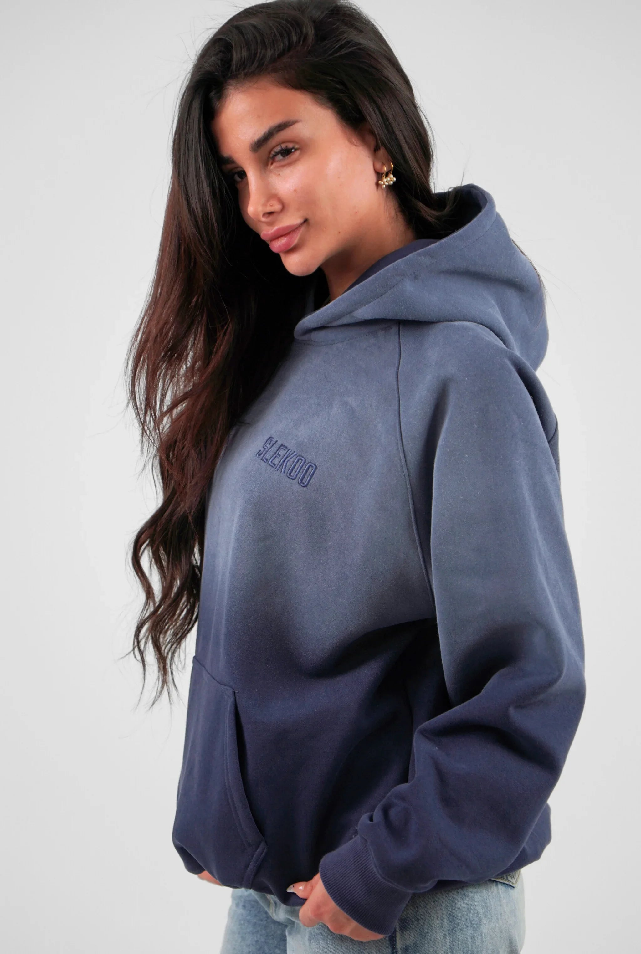 Unisex Faded Washed Oversize Hoodie Dark Navy Blue Edition