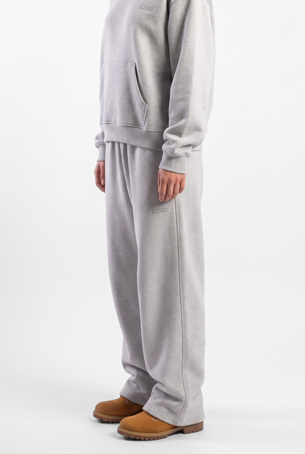 Basics Unisex Mesh Grey Tracksuit Oversize Hoodie & Baggy Sweatpants