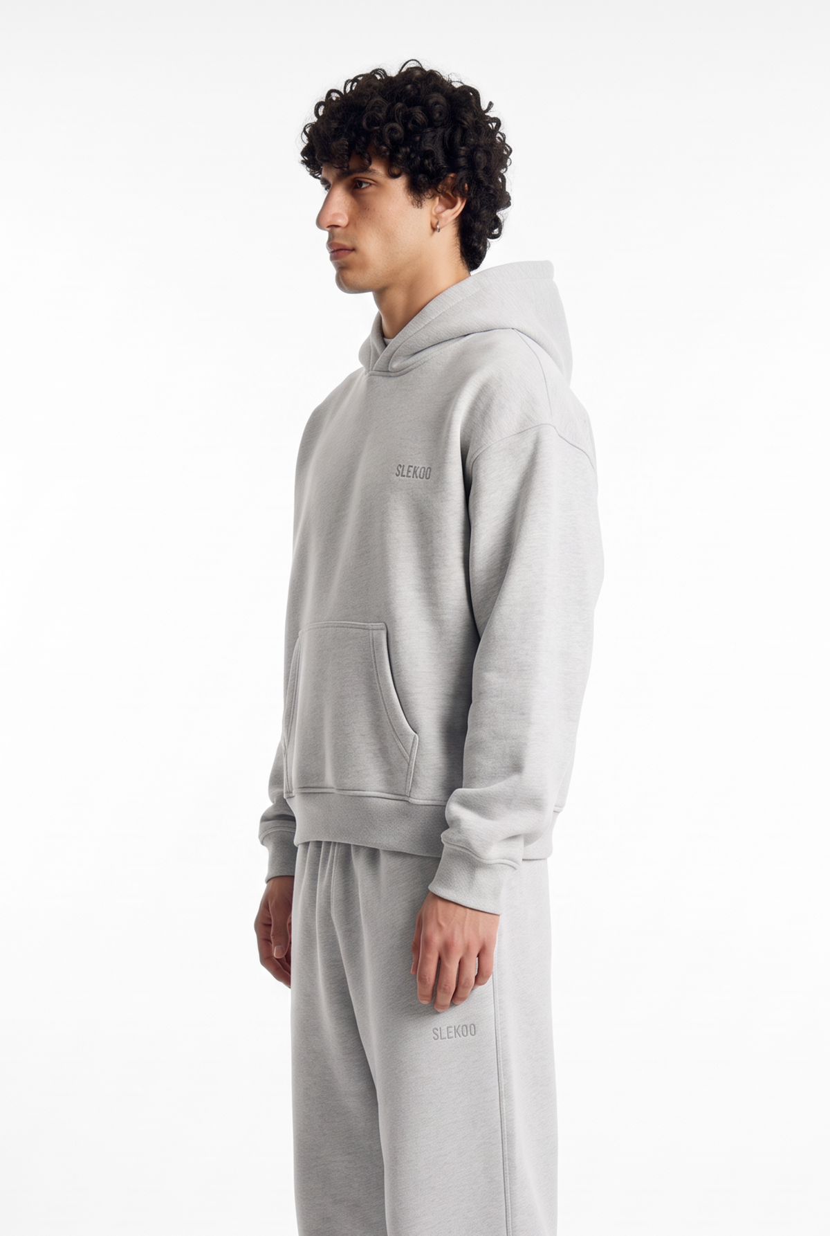 Basics Unisex Mesh Grey Tracksuit Oversize Hoodie & Baggy Sweatpants