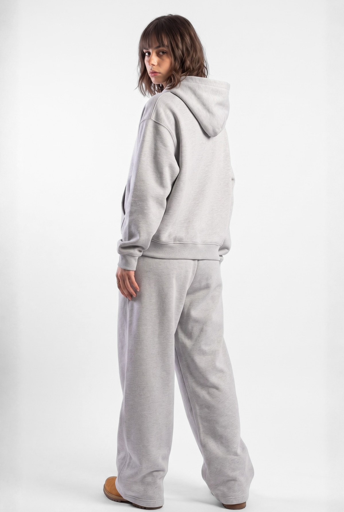 Basics Unisex Mesh Grey Tracksuit Oversize Hoodie & Baggy Sweatpants