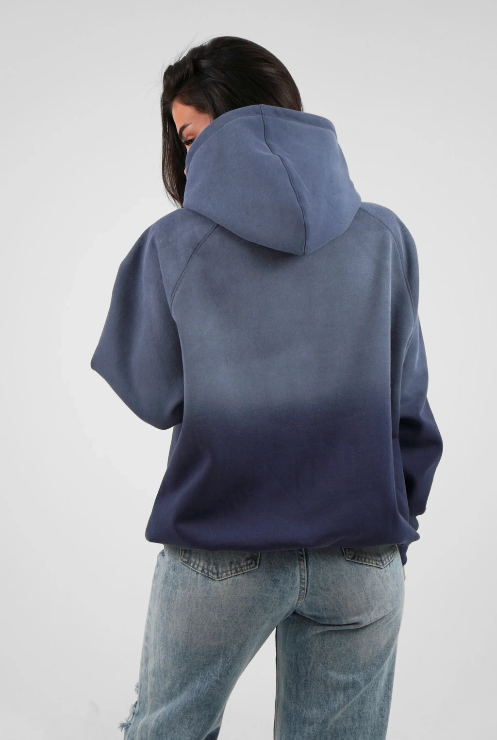 Unisex Faded Washed Oversize Hoodie Dark Navy Blue Edition