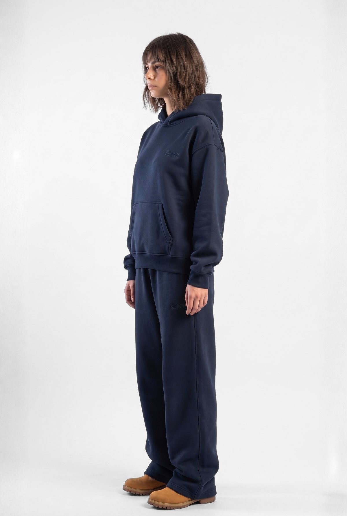 Basics Unisex Dark Navy Tracksuit Oversize Hoodie & Baggy Sweatpants