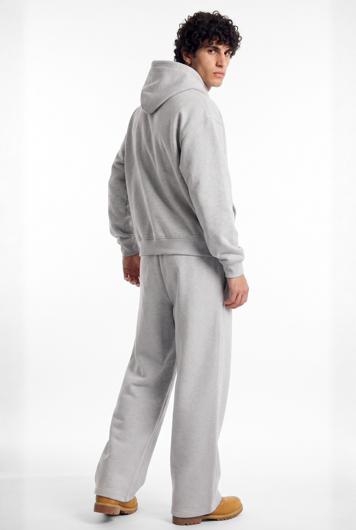 Basics Unisex Mesh Grey Tracksuit Oversize Hoodie & Baggy Sweatpants