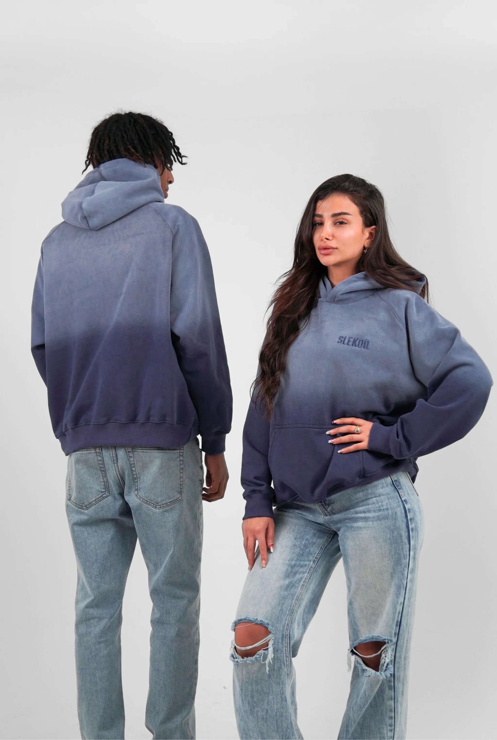 Unisex Faded Washed Oversize Hoodie Dark Navy Blue Edition