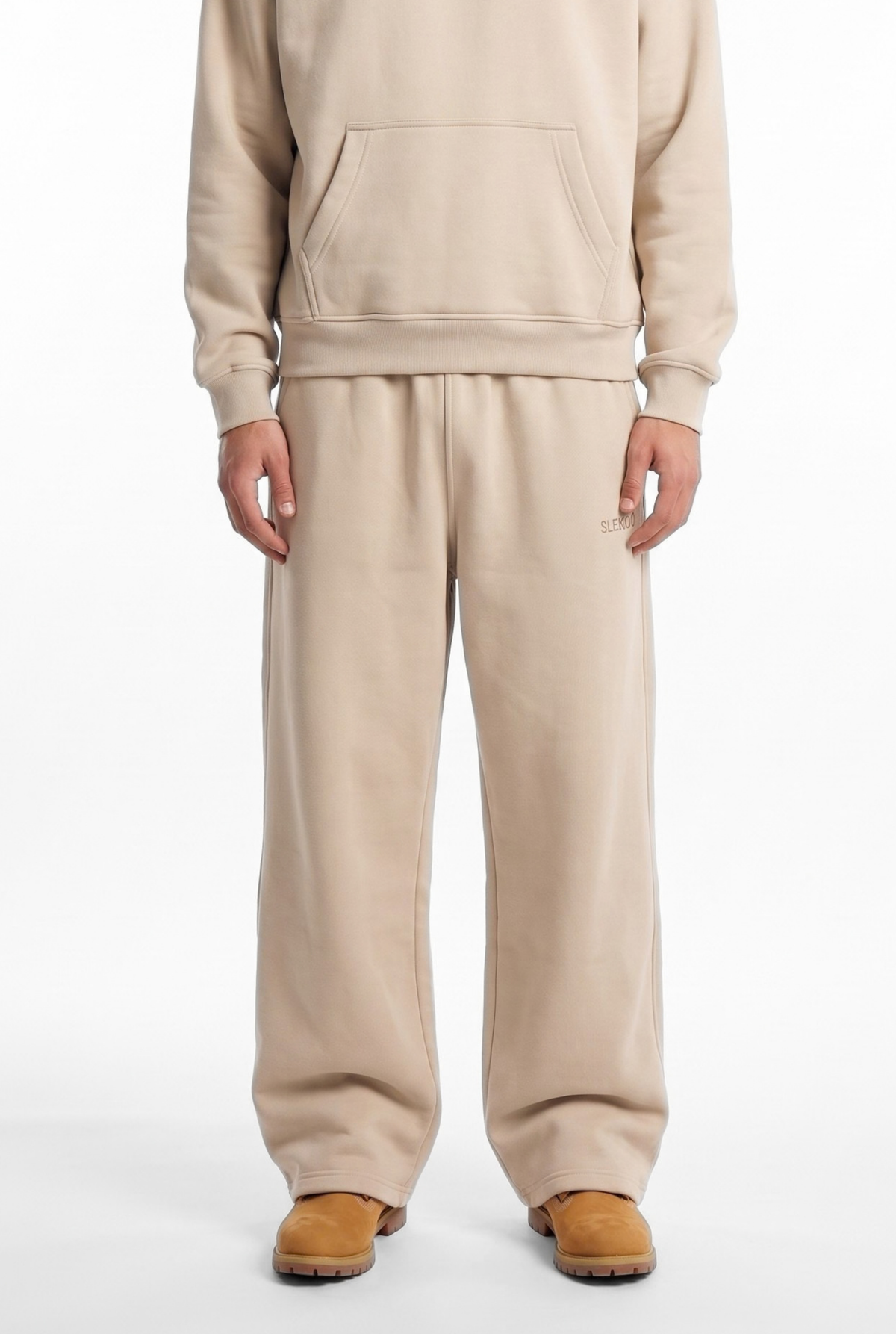 Basics Unisex Beige Tracksuit Oversize Hoodie & Baggy Sweatpants