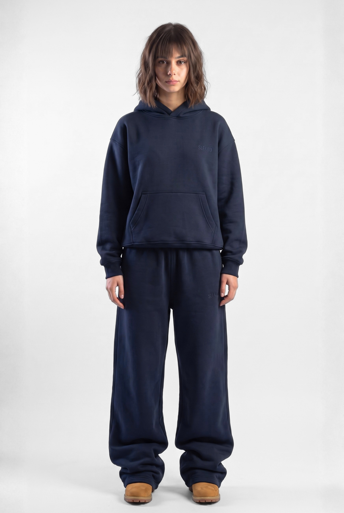 Basics Unisex Dark Navy Tracksuit Oversize Hoodie & Baggy Sweatpants