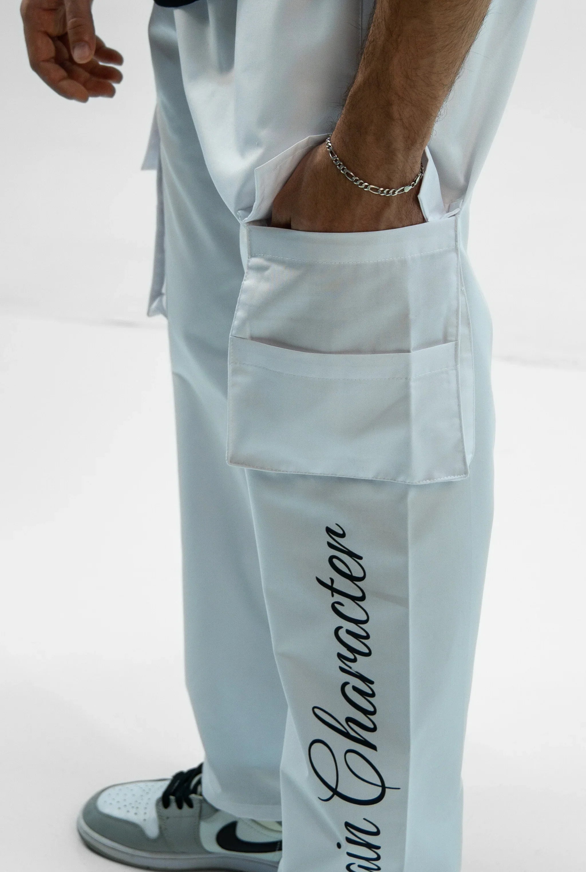 Unisex Baggy Cargo Twill White Pants Mcc Edition