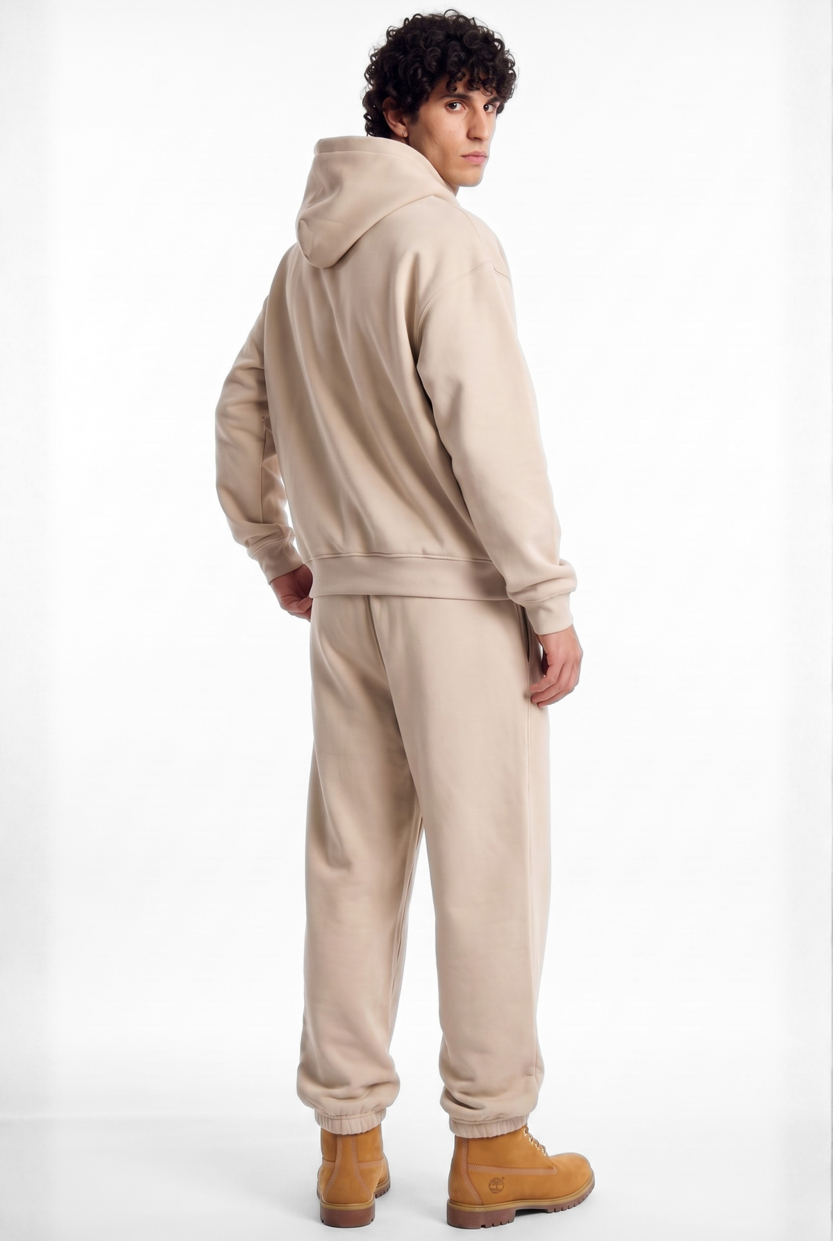 Basics Unisex Beige Tracksuit Oversize Hoodie & Closed Bottom Sweatpants