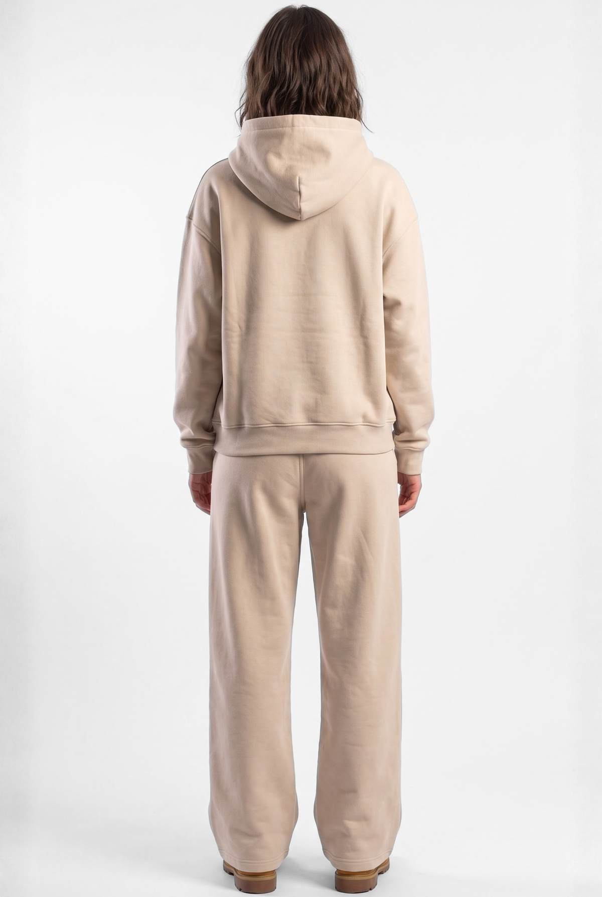 Basics Unisex Beige Tracksuit Oversize Hoodie & Baggy Sweatpants