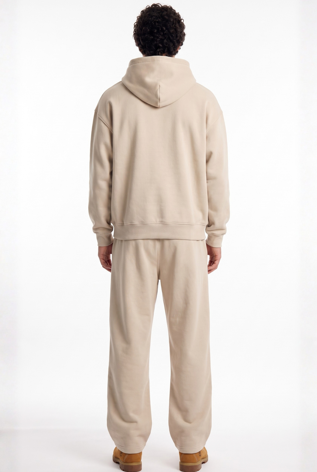 Basics Unisex Beige Tracksuit Oversize Hoodie & Baggy Sweatpants