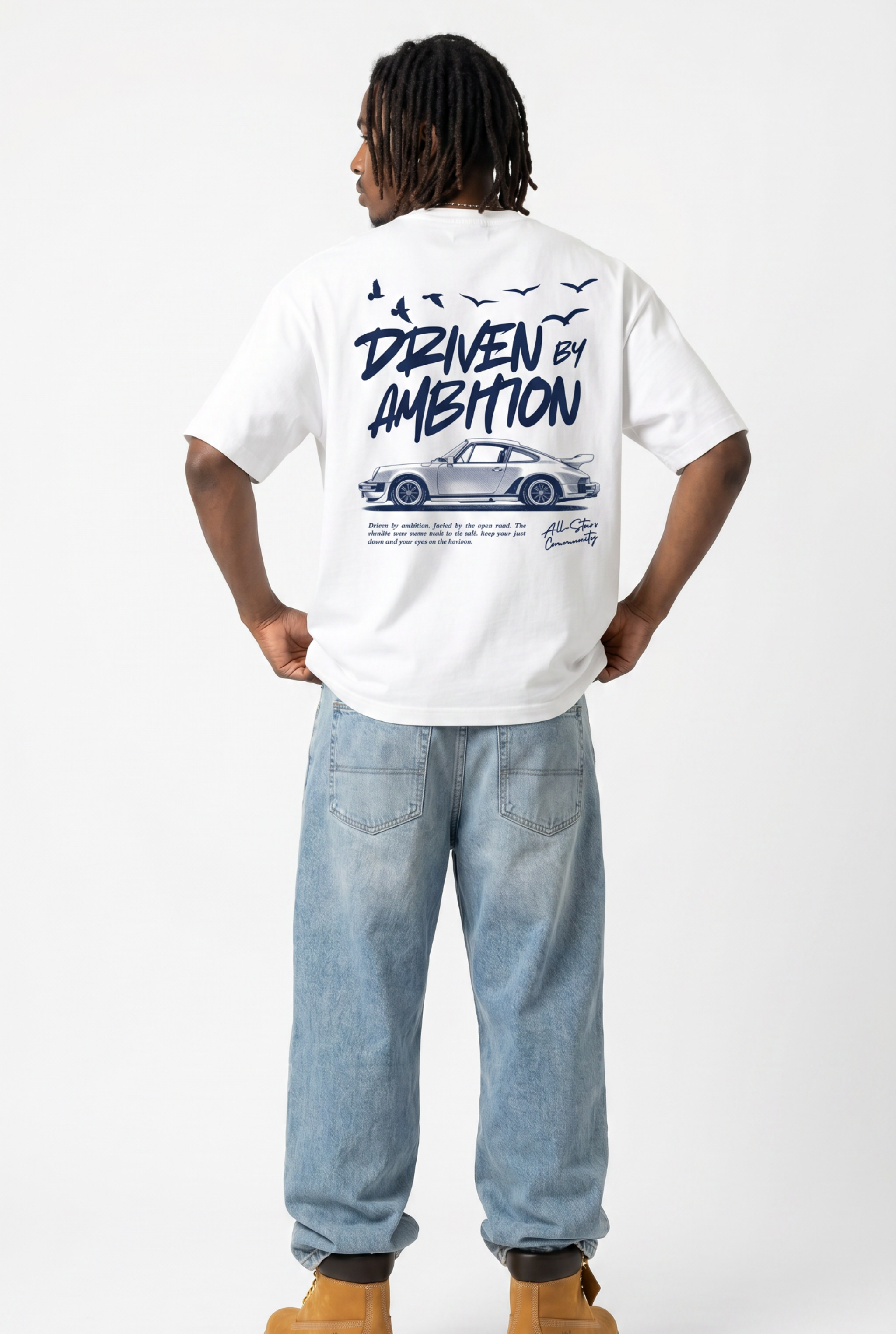 Driven By Ambition White Unisex Oversize T-Shirt