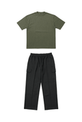Basic Olive Oversize T-Shirt & Baggy Cargo Pants Set