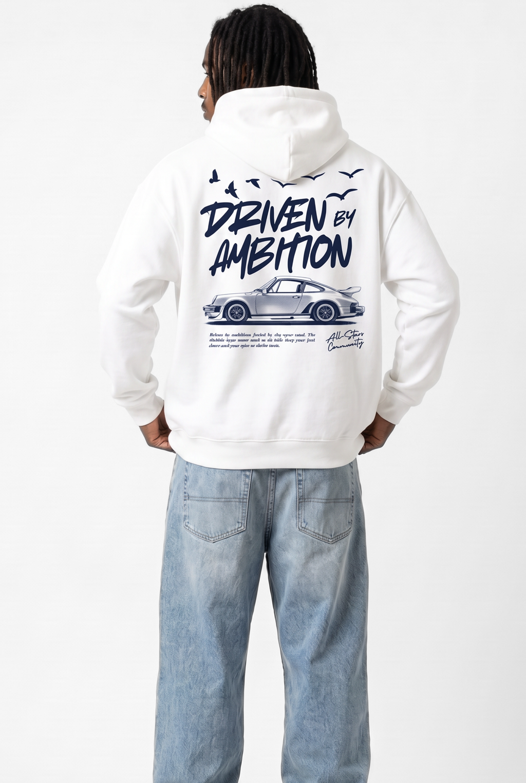 Driven By Ambition White Unisex Oversize Hoodie
