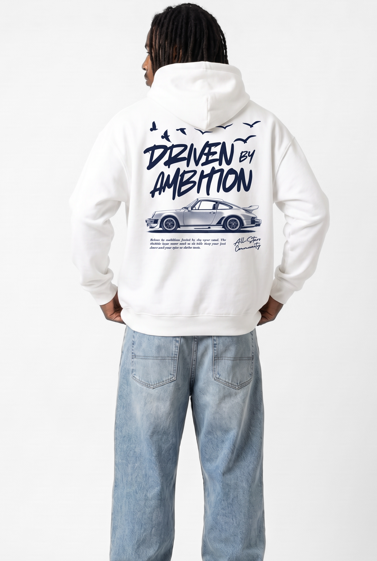Driven By Ambition White Unisex Oversize Hoodie