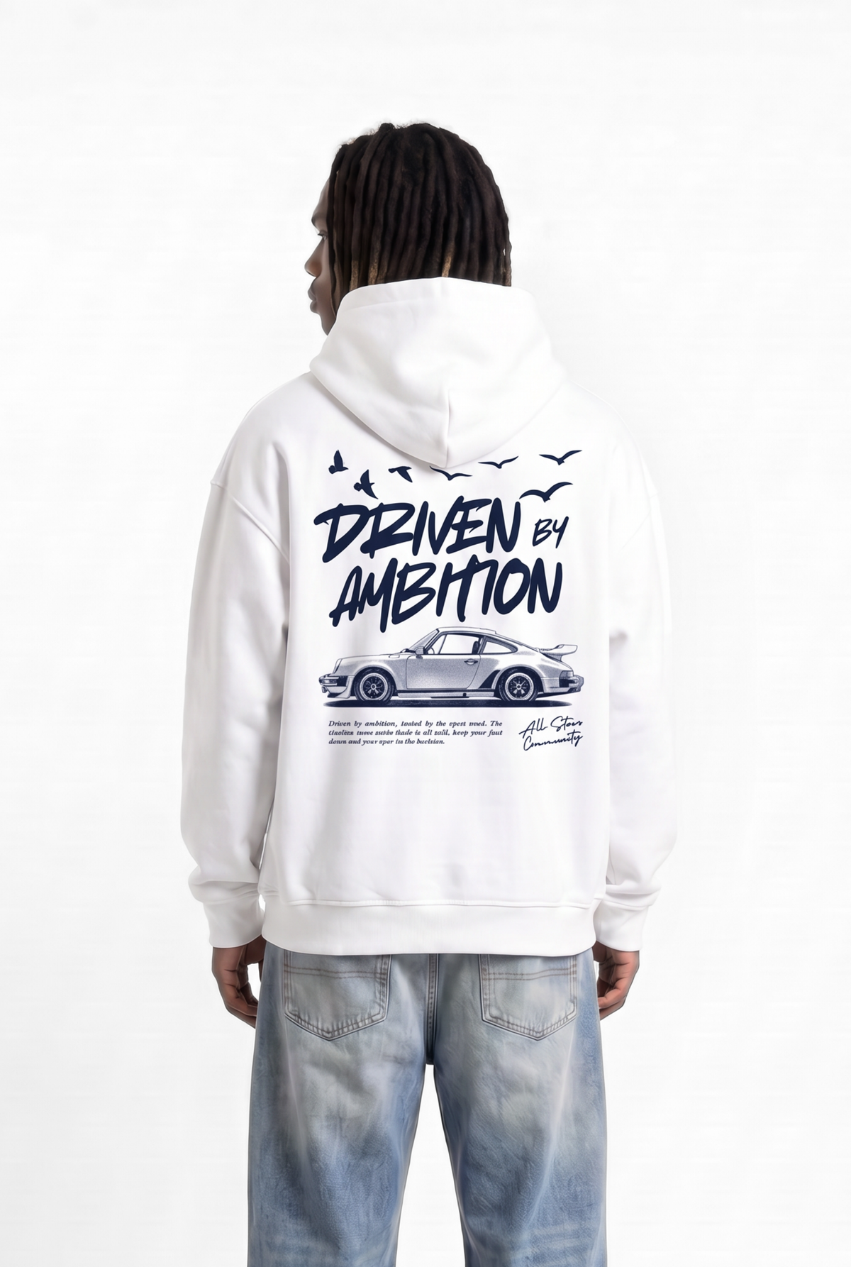Driven By Ambition White Unisex Oversize Hoodie