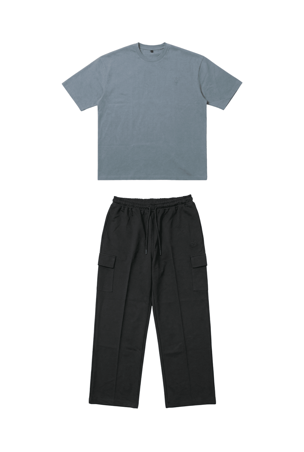 Basic Sliver Oversize T-Shirt & Baggy Cargo Pants Set