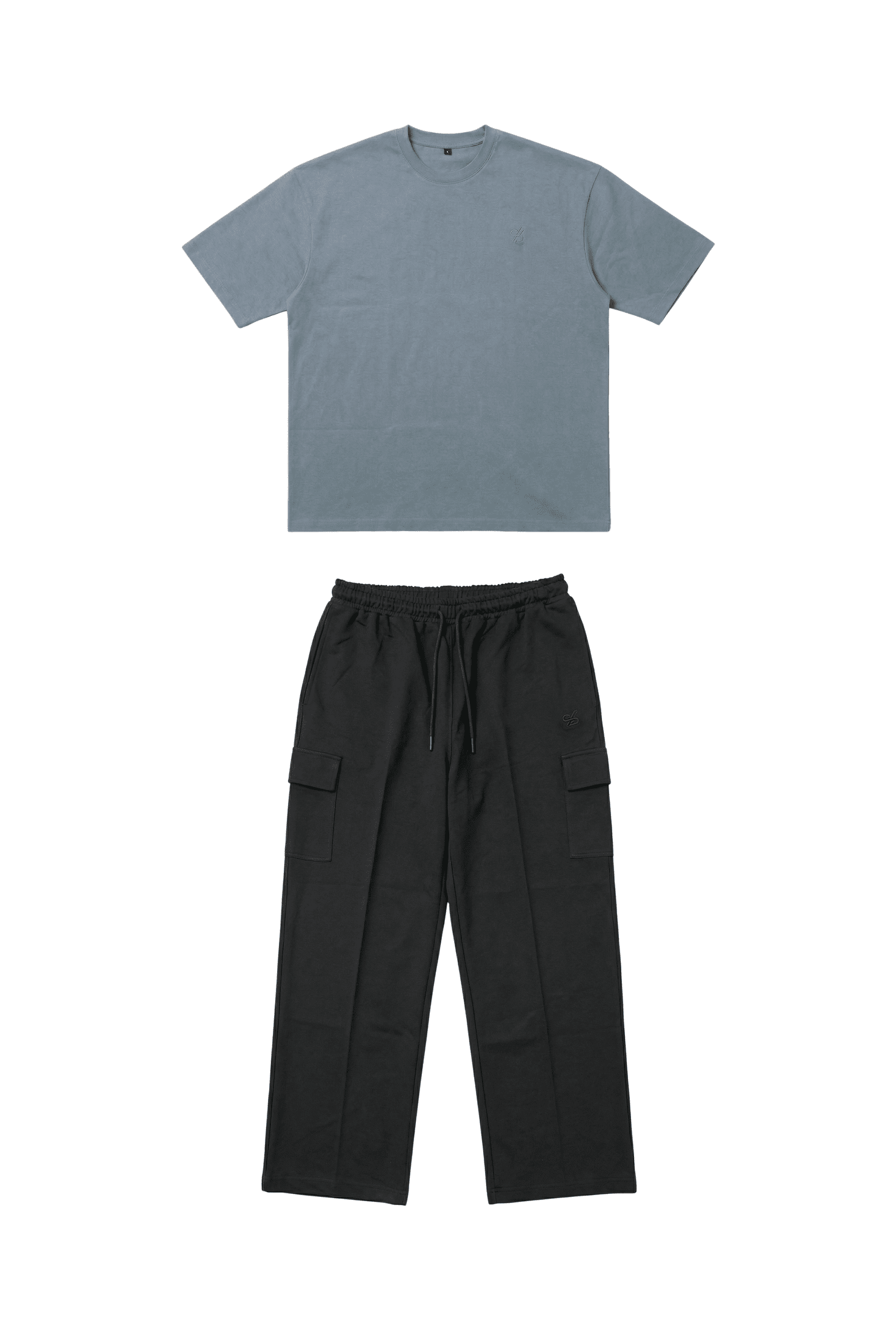 Basic Sliver Oversize T-Shirt & Baggy Cargo Pants Set