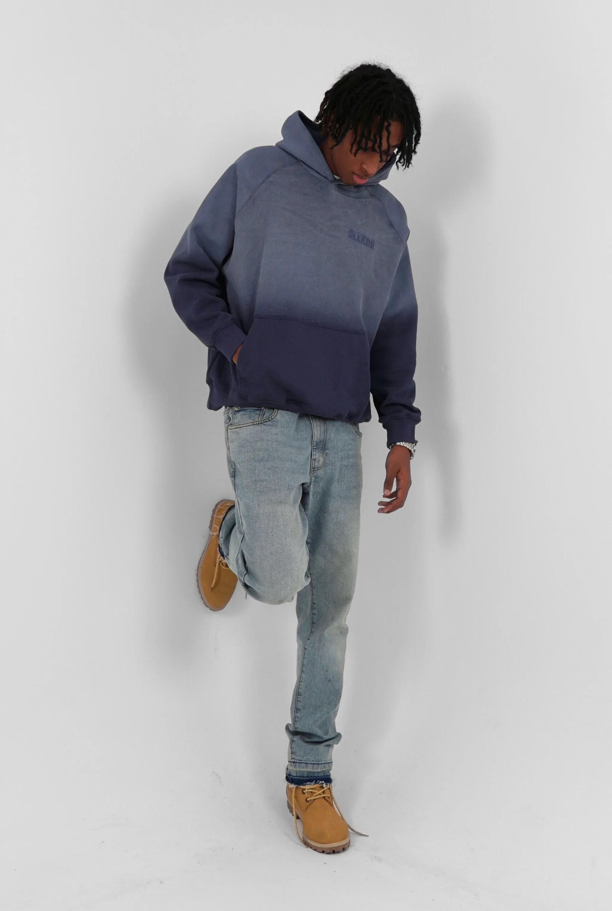 Unisex Faded Washed Oversize Hoodie Dark Navy Blue Edition