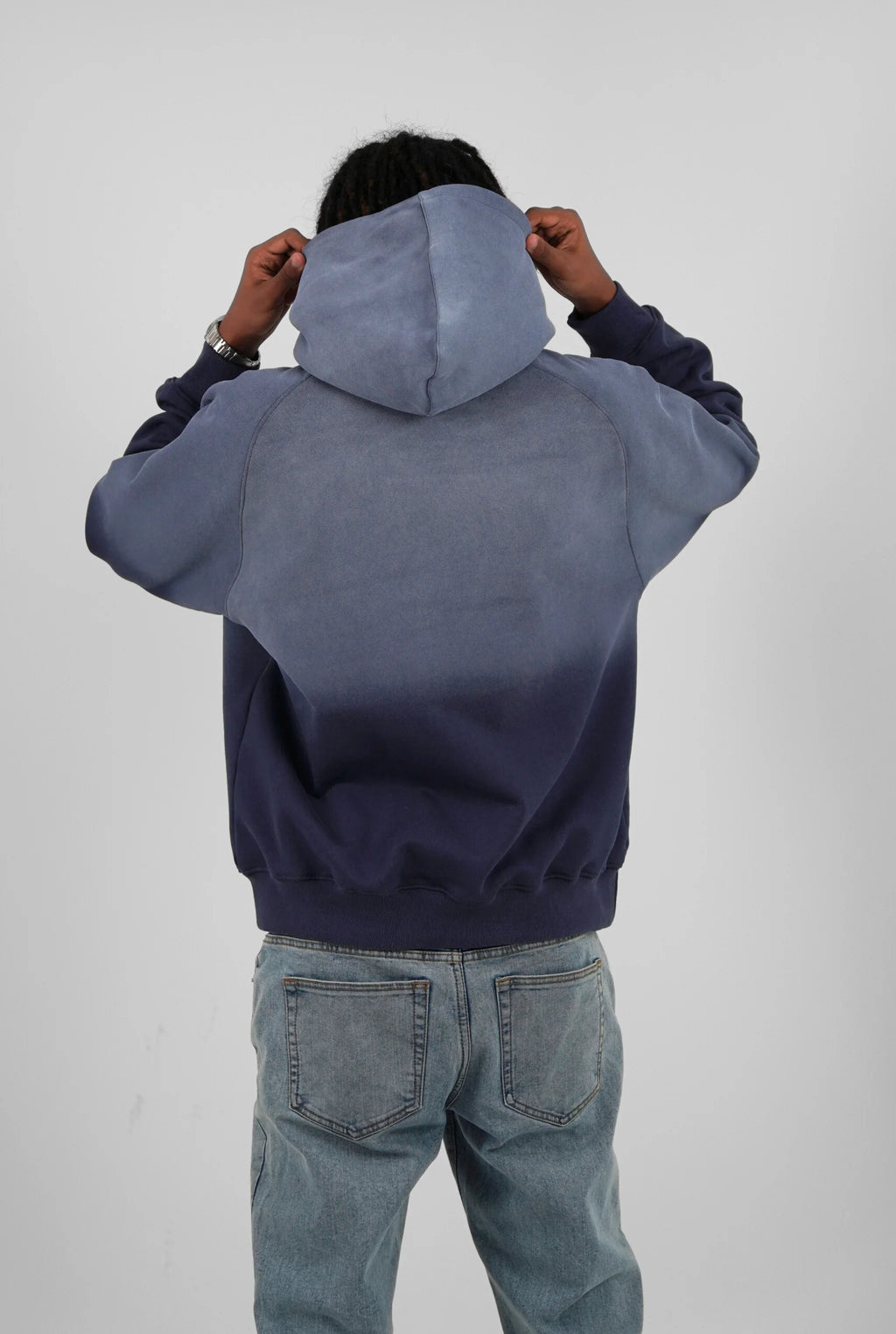 Unisex Faded Washed Oversize Hoodie Dark Navy Blue Edition