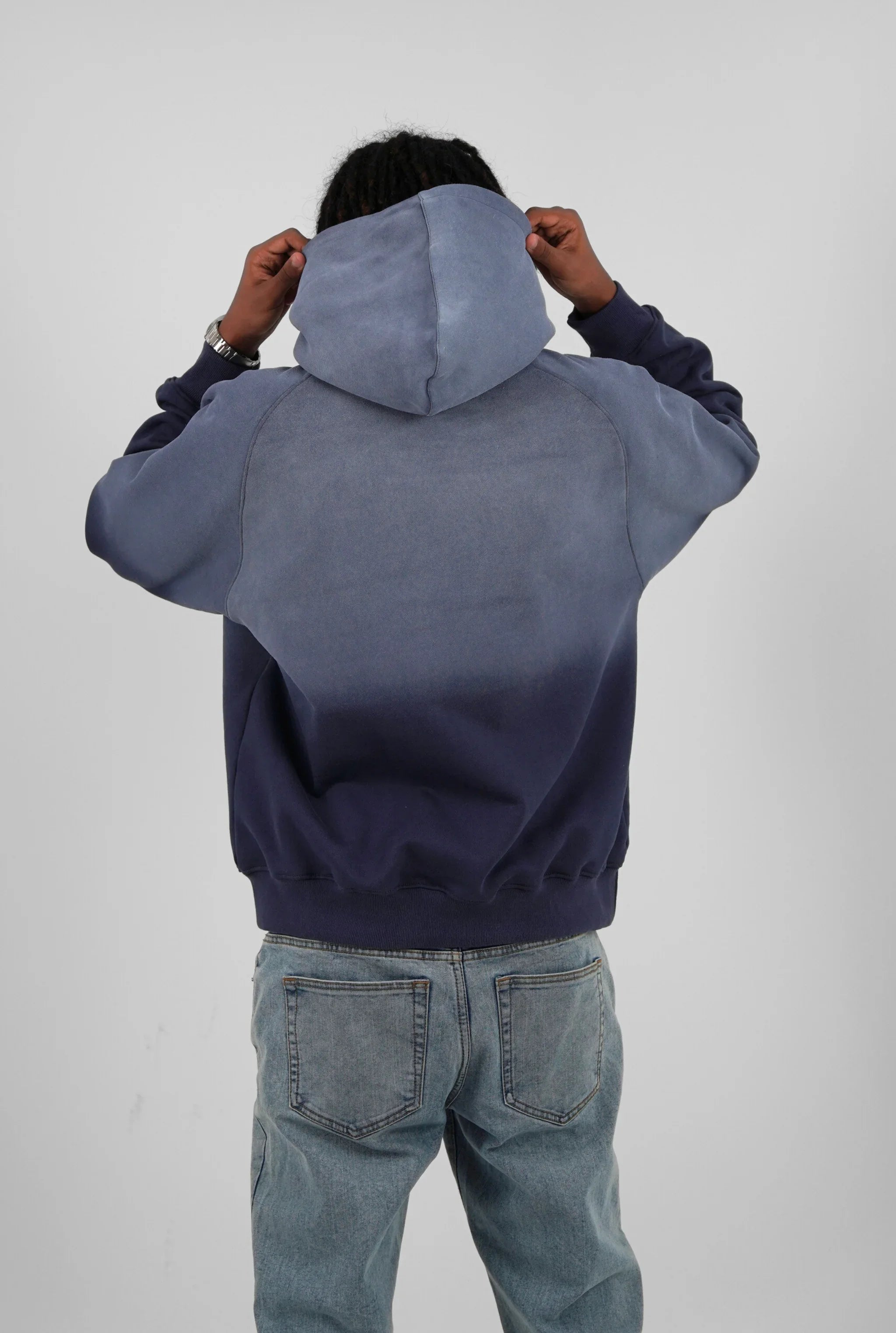 Unisex Faded Washed Oversize Hoodie Dark Navy Blue Edition