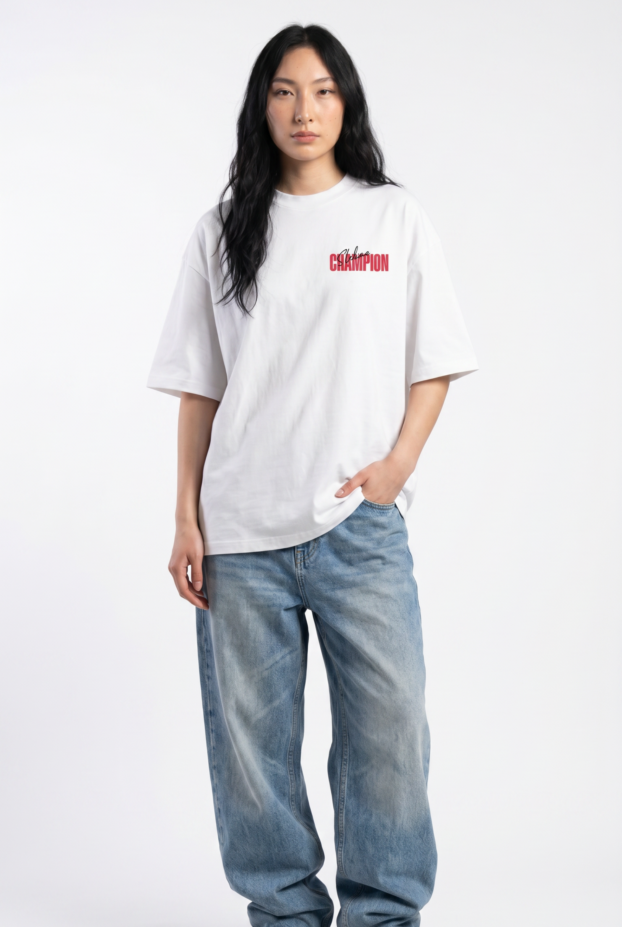 Slekoo Champion White Unisex Oversize T-Shirt