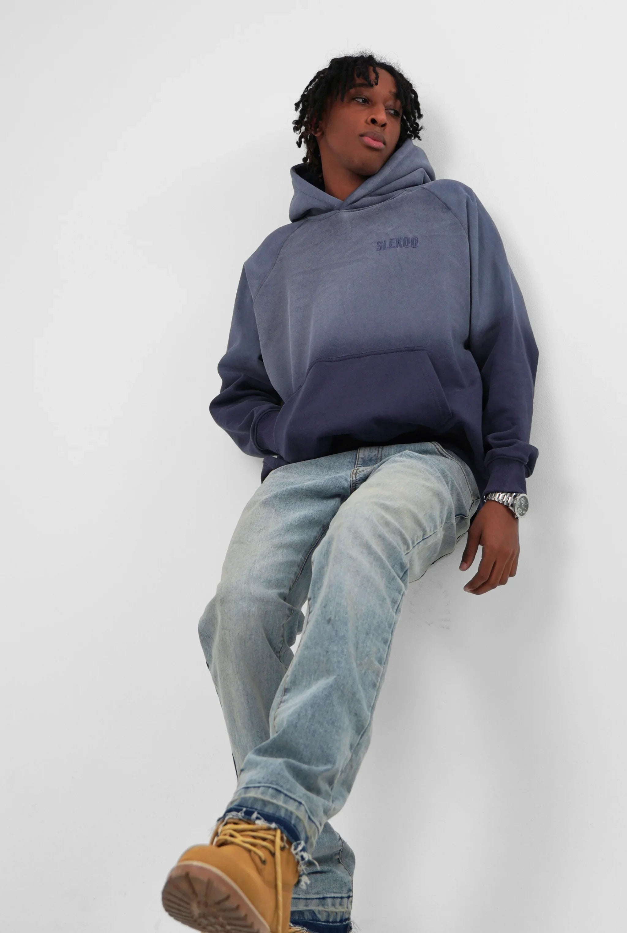 Unisex Faded Washed Oversize Hoodie Dark Navy Blue Edition