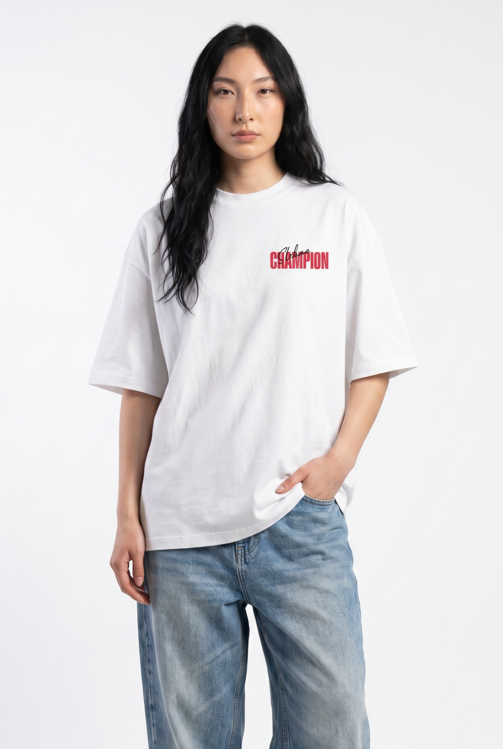 Slekoo Champion White Unisex Oversize T-Shirt