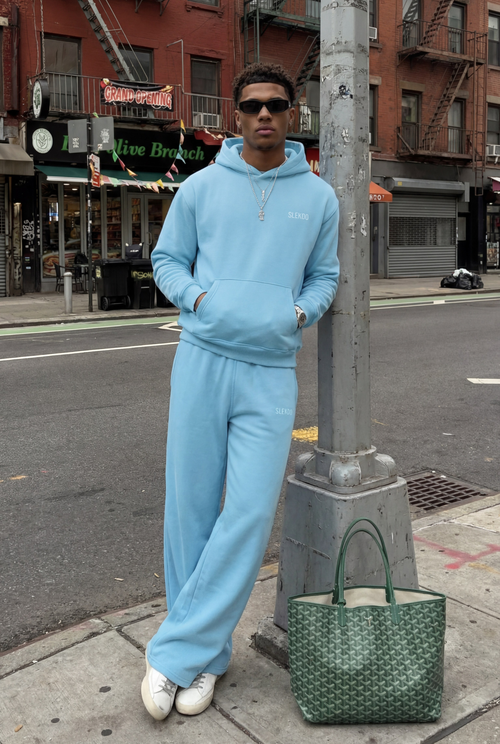 Basics Unisex Baby Blue Tracksuit Oversize Hoodie & Baggy Sweatpants V1