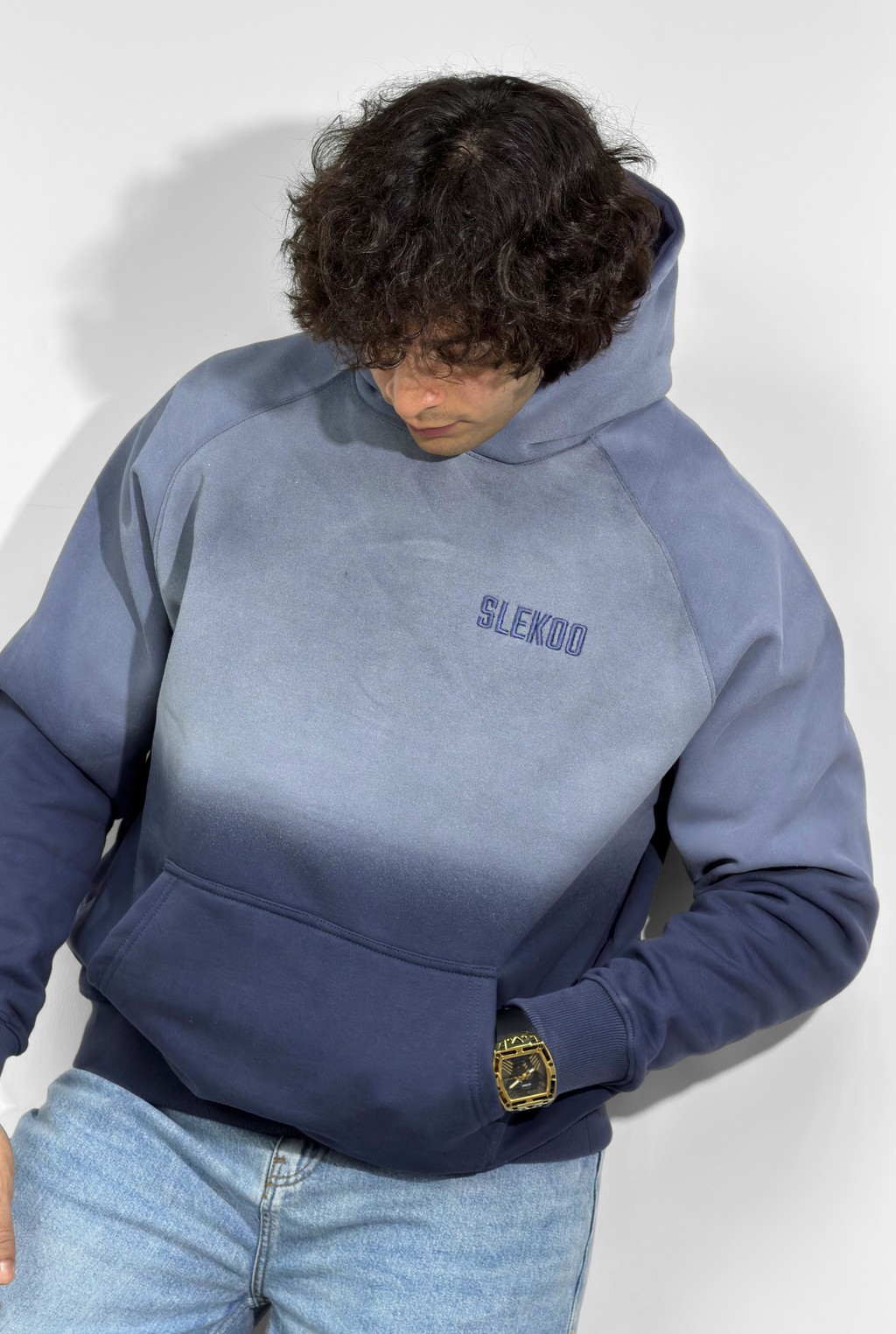 Unisex Faded Washed Oversize Hoodie Dark Navy Blue Edition