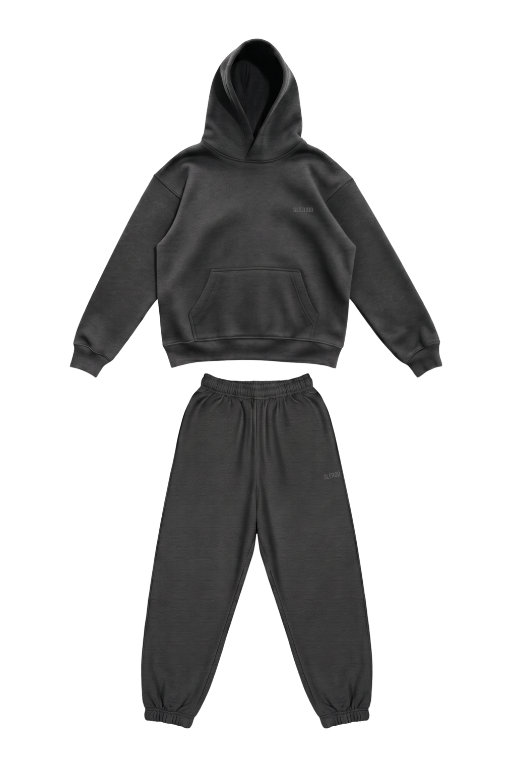 Basics Unisex Stone Grey Tracksuit Oversize Hoodie & Closed Bottom Sweatpants