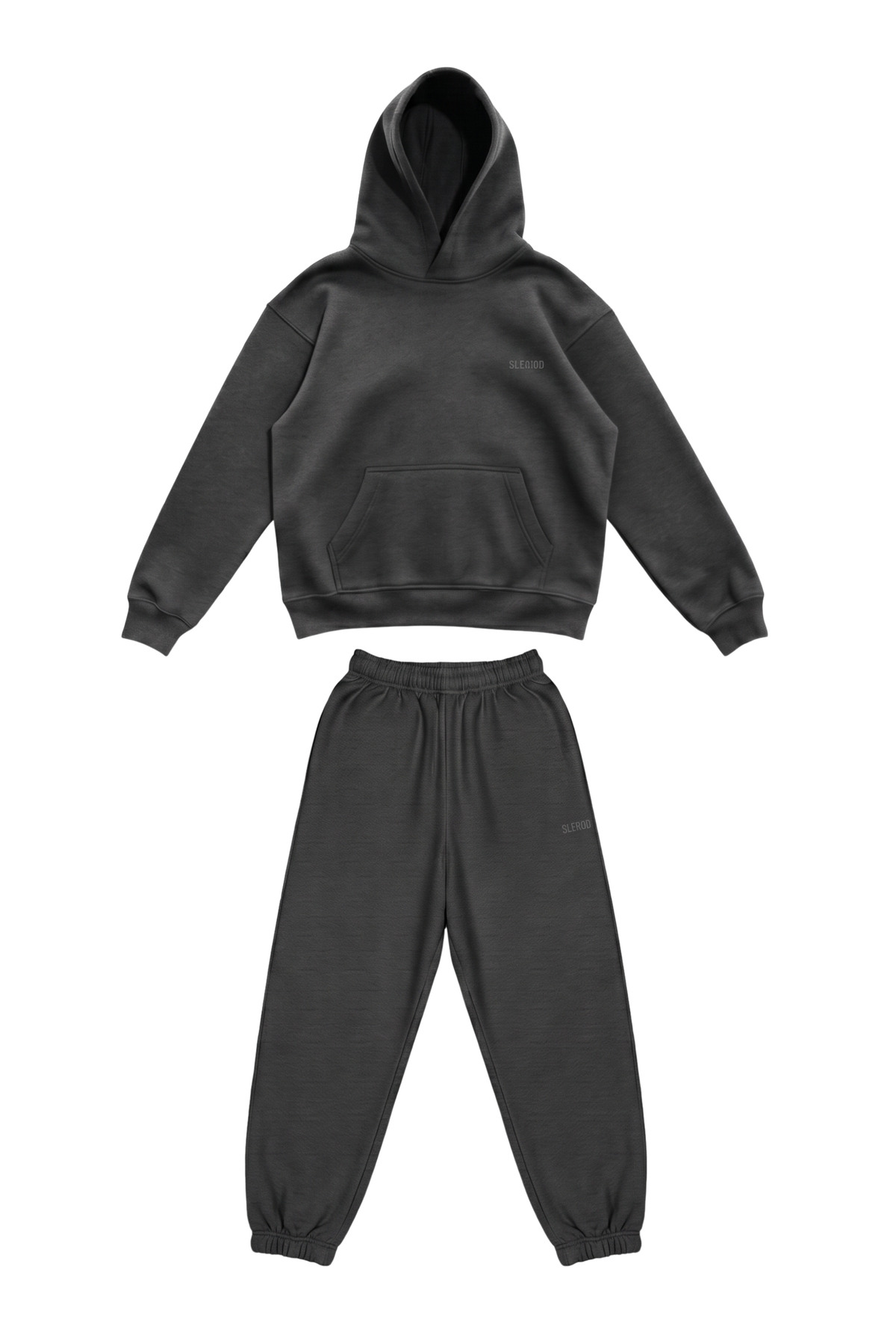 Basics Unisex Stone Grey Tracksuit Oversize Hoodie & Closed Bottom Sweatpants