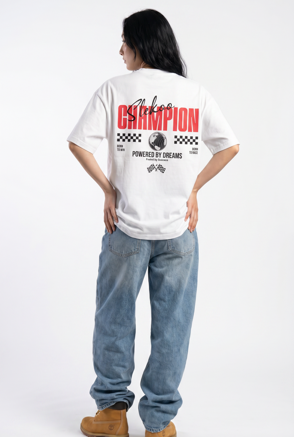 Slekoo Champion White Unisex Oversize T-Shirt