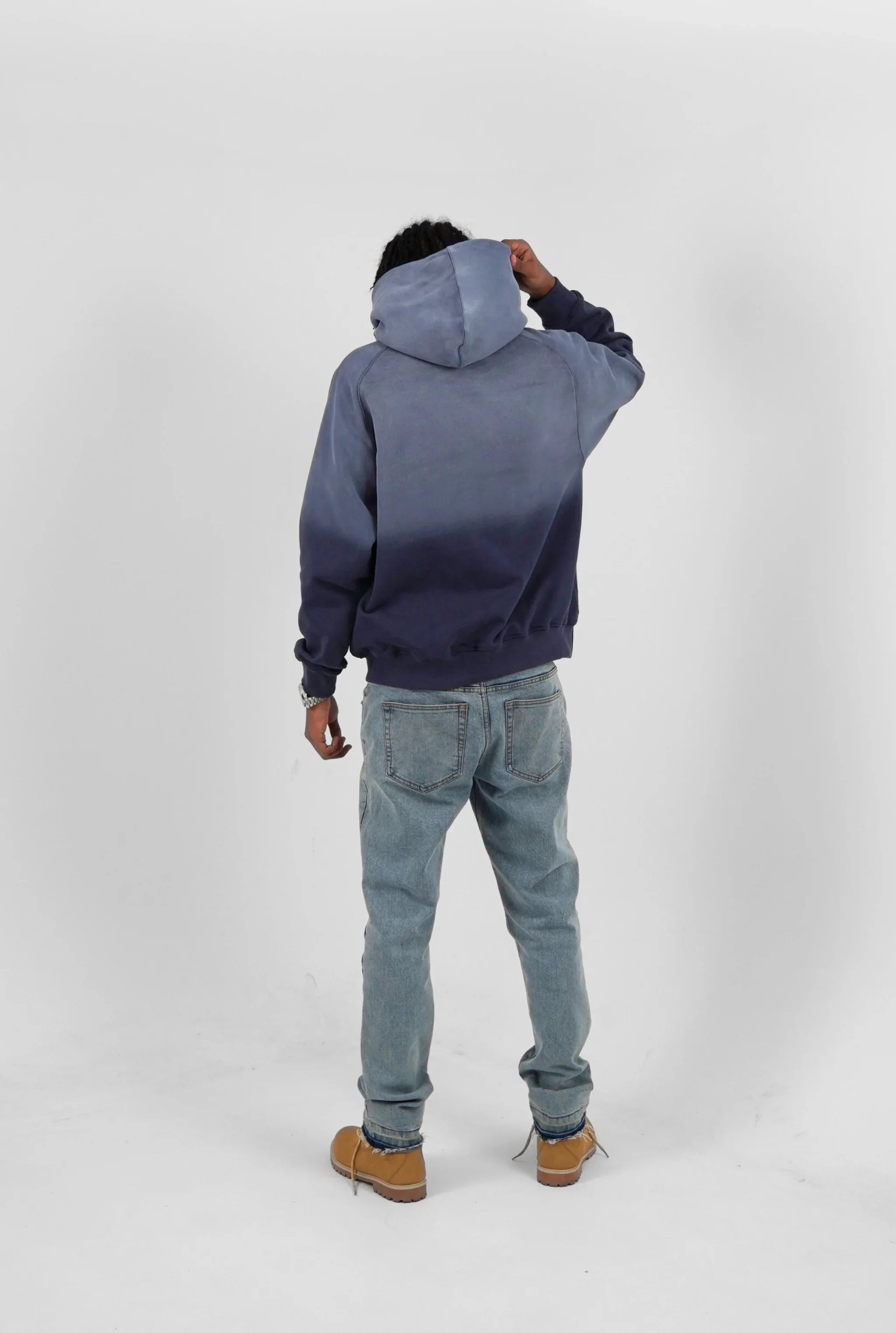 Unisex Faded Washed Oversize Hoodie Dark Navy Blue Edition