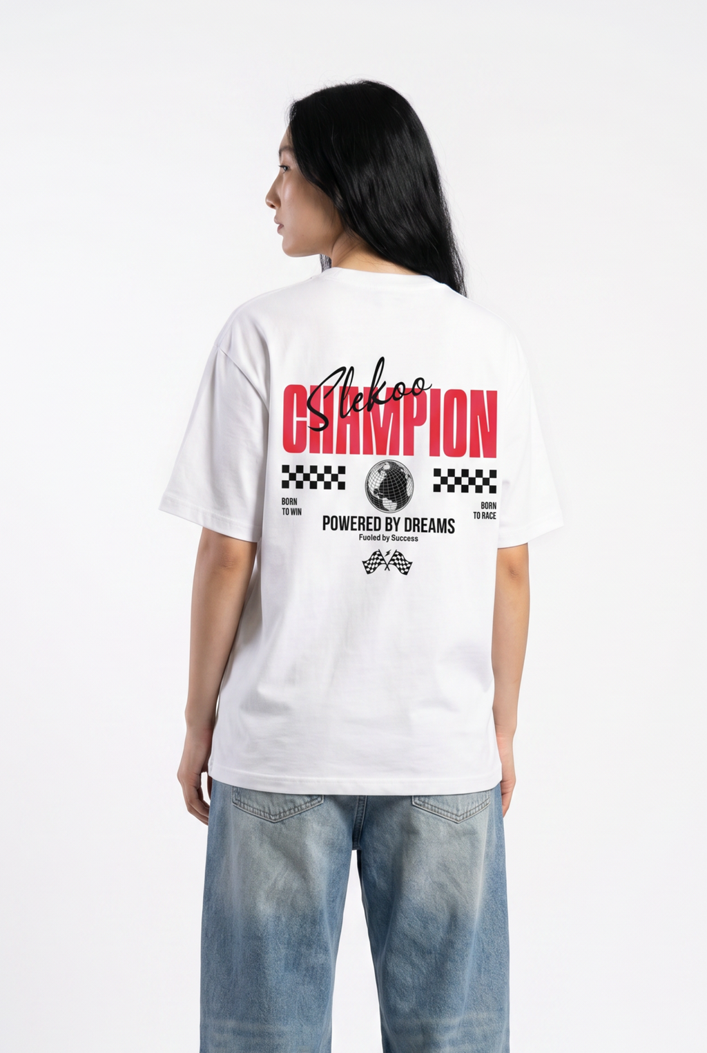Slekoo Champion White Unisex Oversize T-Shirt