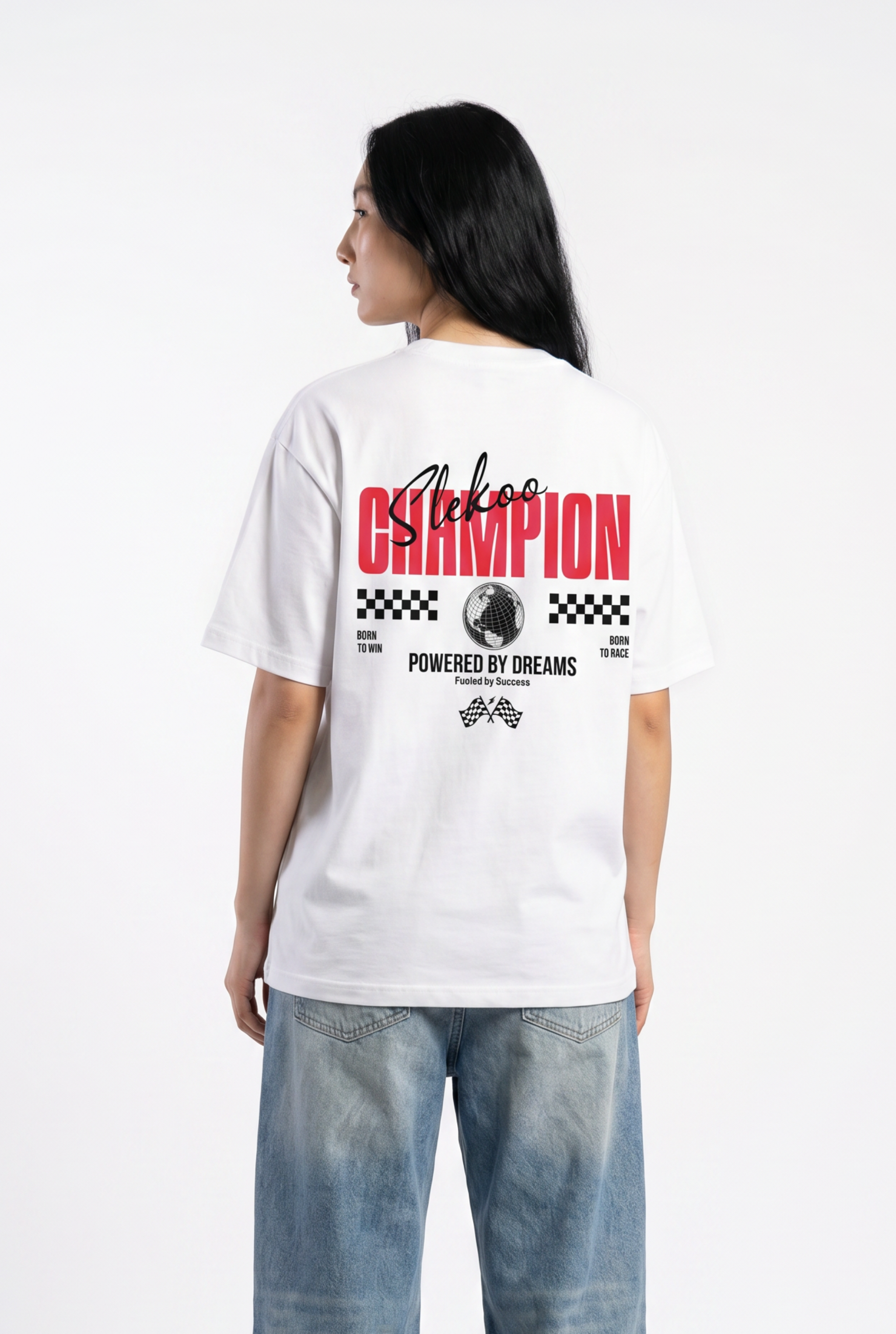 Slekoo Champion White Unisex Oversize T-Shirt