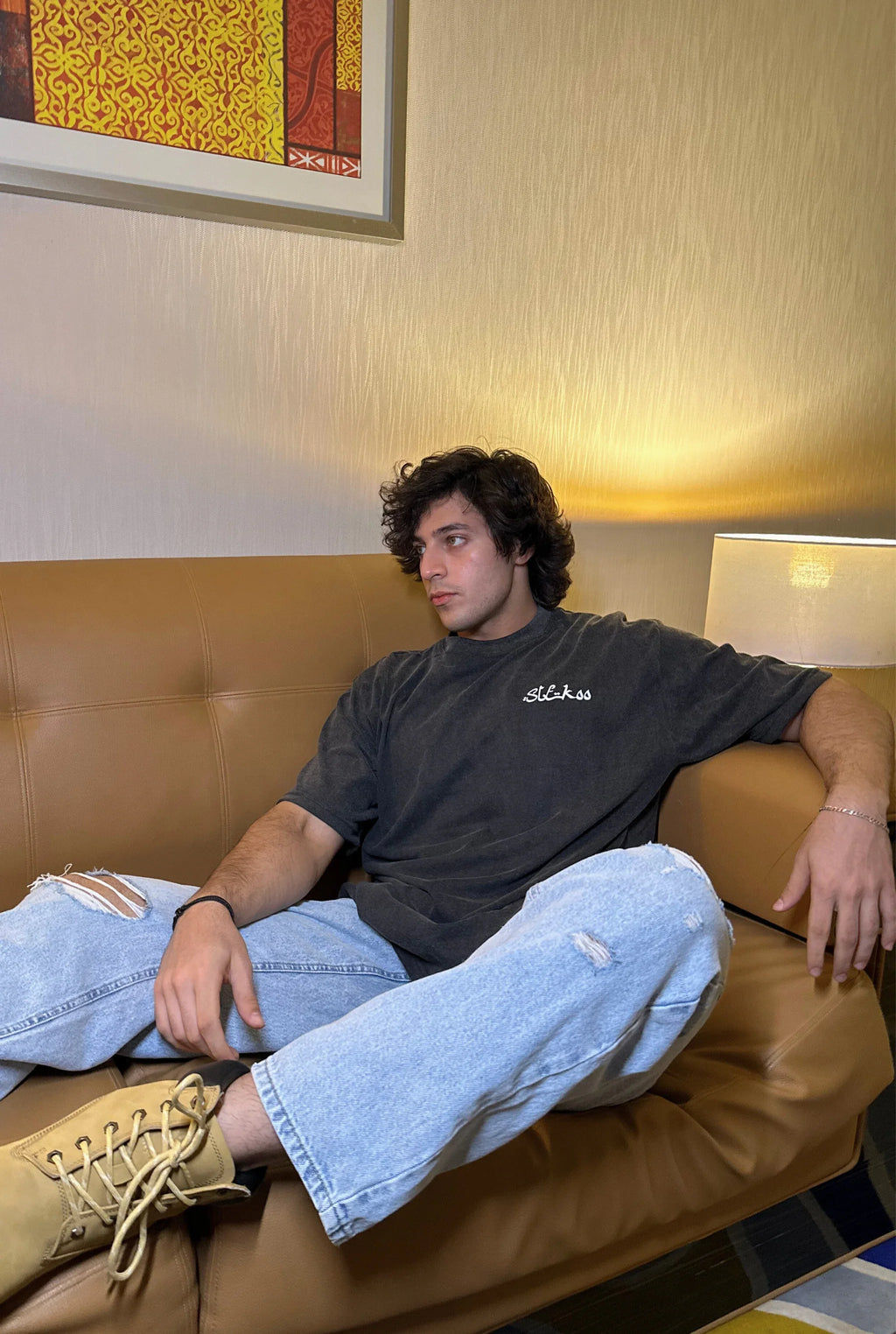 Unisex Stone Washed Slekoo Oversize T-shirt