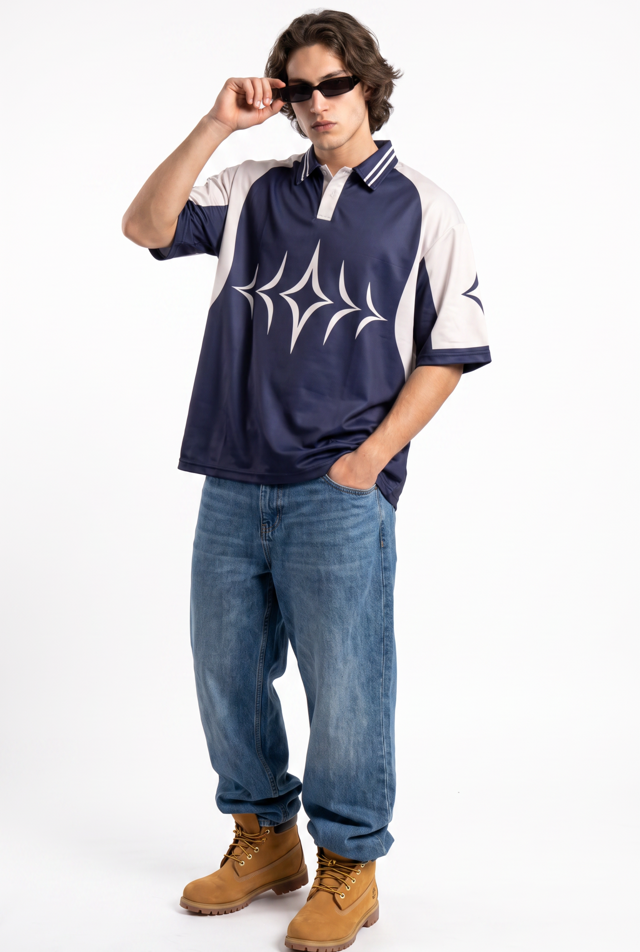 Collective 26 Navy Beige Polo Oversize Jersey