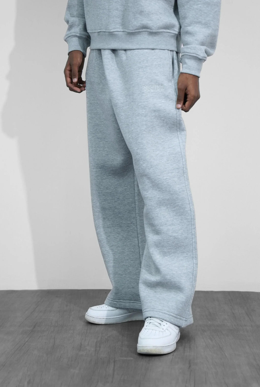Basics Unisex Mesh Grey Tracksuit Oversize Hoodie & Baggy Sweatpants V1