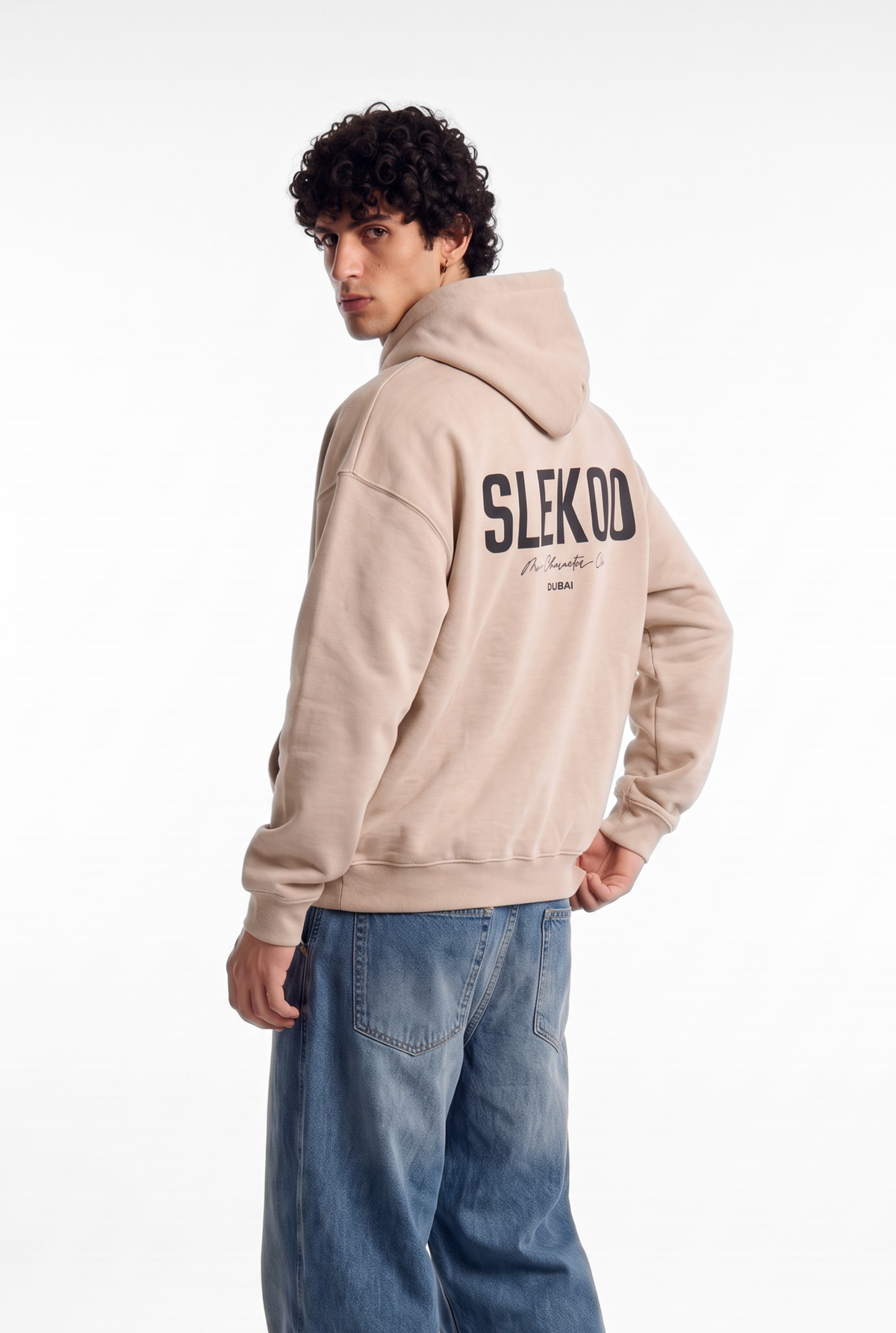 Unisex Beige Oversize 2 Way Zipper Hoodie